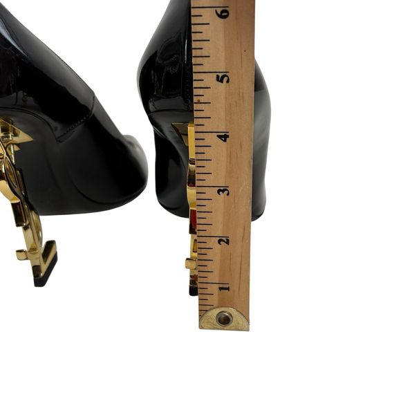 Saint Laurent Opyum YSL Heel Black Patent Pumps 37 US 7 - Picture 13 of 15